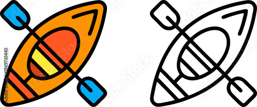 Canoe Kayak with Paddle Boat Vector Icon