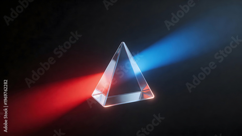 Glass prism splitting light into colors