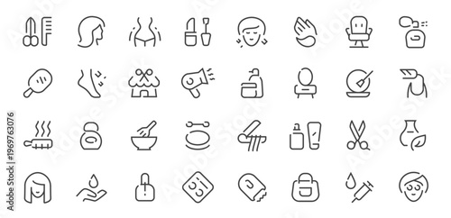 Beauty, spa line icons set Cosmetics, skincare, wellness outline vector collection symbols