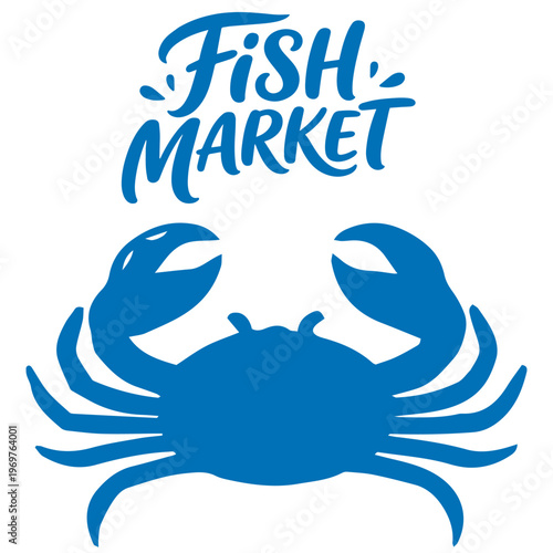 Fish market crab seafood marine animal ocean food illustration

