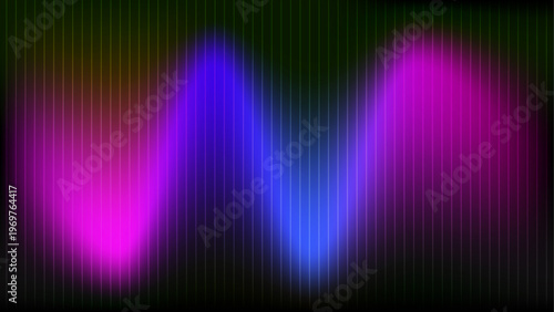 Synthwave Pink And Blue Neon Glowing Wave Background With Retro Vertical Monitor Scanline Texture

