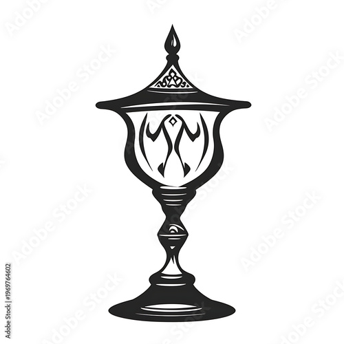 Arabic Style Monochrome Lamp Icon Vector