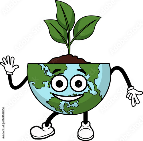 Cartoon Character Planet Earth Illustration