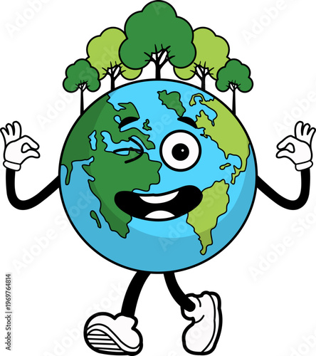 Cartoon Character Planet Earth Illustration