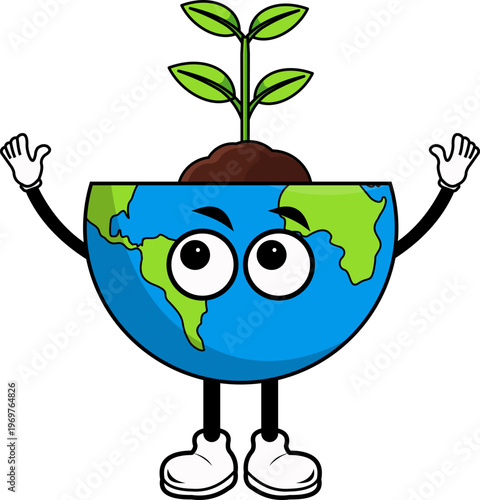 Cartoon Character Planet Earth Illustration