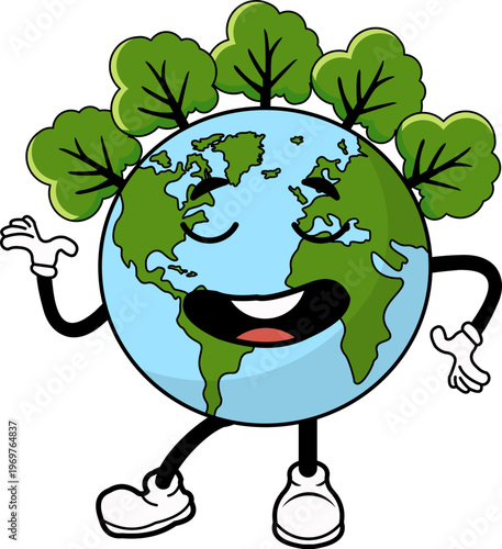 Cartoon Character Planet Earth Illustration
