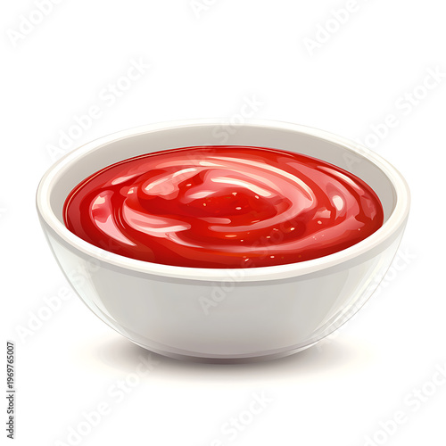 Vibrant Ketchup Sauce Bowl Vector Illustration