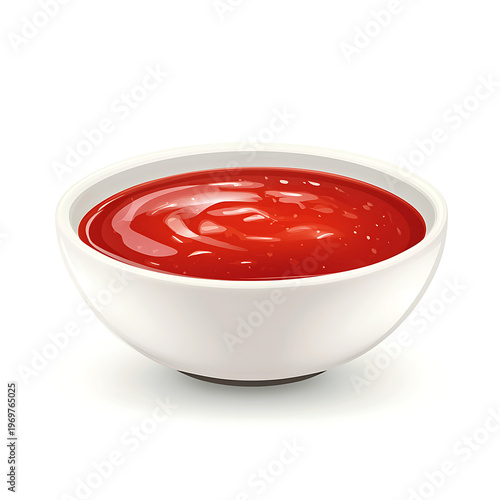 Gourmet Ketchup Sauce in White Bowl Illustration