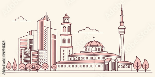 Generic global city skyline, Modern flat city skyline vector illustration