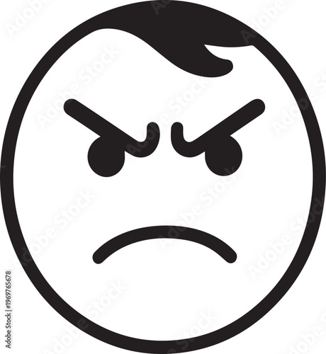 An iconic minimalist emoticon showing an emotion through its facial expression, perfect for use in digital projects.