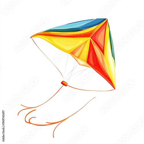 Traditional Kite Flying Vector Illustration
