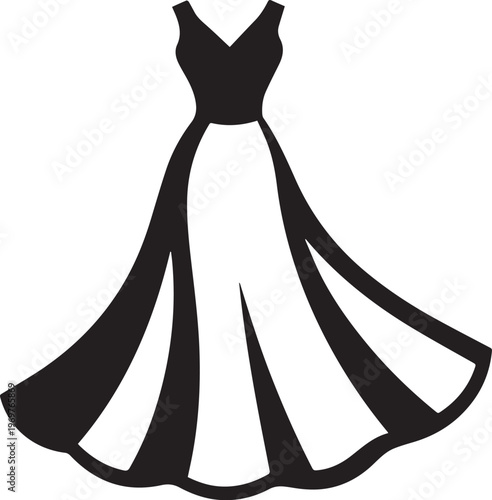 An elegant gown silhouette, ideal for fashion, design, and style concepts. Its graceful form and flowing lines suggest timeless glamour.