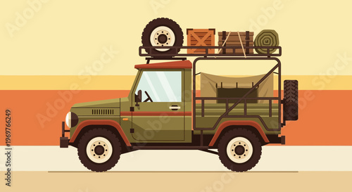 Vintage Safari Jeep Loaded for Adventure