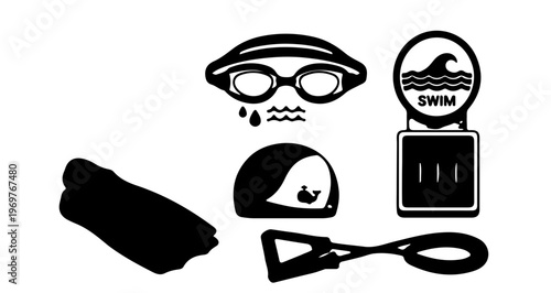 Swimming Equipment Vector Bundle Flat Clean Style