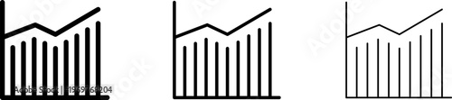 Stagflation icon. Graph, Line, Bar, Chart, Diagram, Report, Statistics. Business graphs and charts icons set. Business infographics. Statistic data, charts, vector