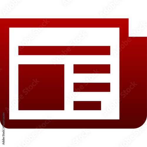 Red newspaper icon for daily news report article and media press