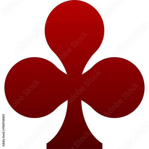 Red club suit icon for card gambling poker casino play and blackjack