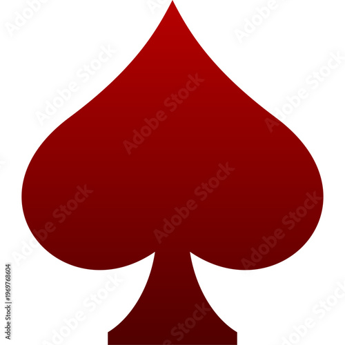 Red spade suit icon for poker card game casino gambling and blackjack