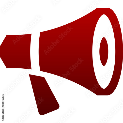 Red bullhorn megaphone icon for marketing announcement promotion news