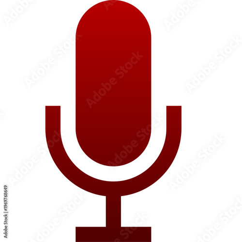 Red microphone icon for voice record audio podcast and sound studio