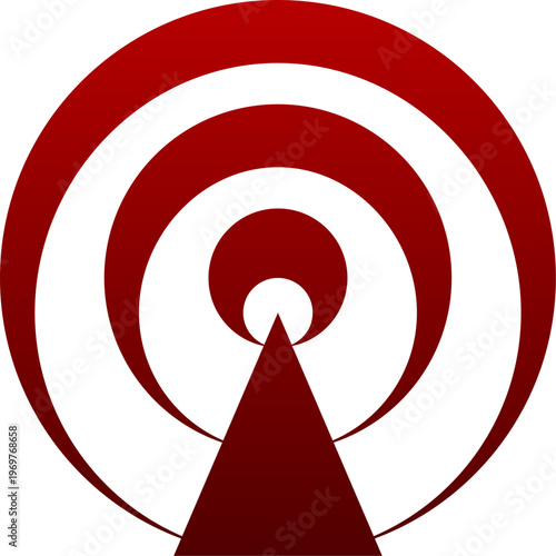 Red podcast icon for audio streaming broadcast radio station and show