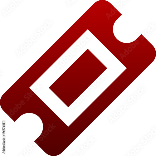 Red ticket icon for event entrance movie show and travel booking