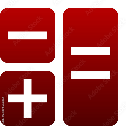 Red calculator icon for math finance budget and business accounting