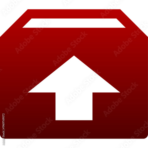Red box icon for product dispatch output remove and warehouse delivery