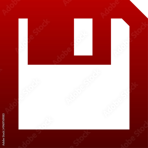 Red floppy disk icon for data save storage and retro technology tech