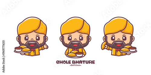 bearded male chef with Indian dish chole bhature