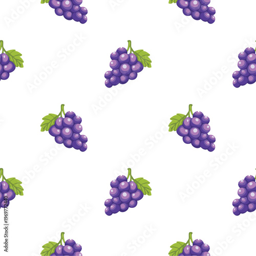 Grape seamless pattern with flower and leaves decoration. Fruit vector illustration. Can be used for wallpaper, paper wrapping, decoration and fashin fabric