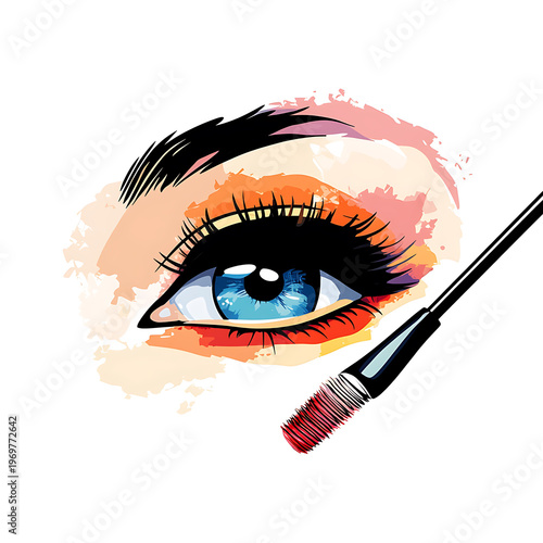 Glamorous Women's Eye Makeup Fashion Vector
