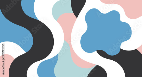 Abstract Organic Blob Shapes Wavy Curves Pastel Modern Background
