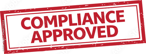 Compliance approved stamp red grunge rubber seal official label