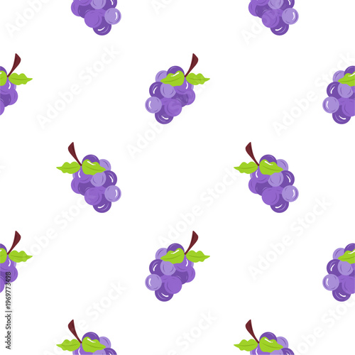 Grape seamless pattern with flower and leaves decoration. Fruit vector illustration. Can be used for wallpaper, paper wrapping, decoration and fashin fabric