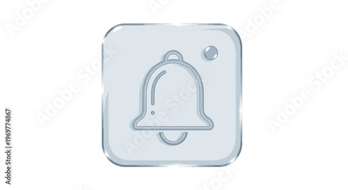 Notification Bell Icon, Shiny Glass Style