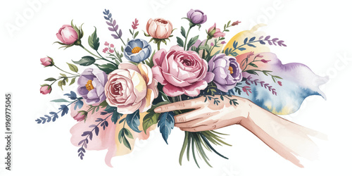 girl holding a bouquet of flowers