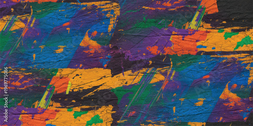 Abstract colorful grunge watercolor paint texture background on canvas with artistic brush strokes