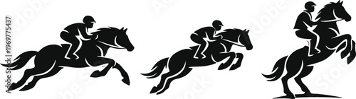 Equestrian Horse Jumping Silhouette Vector illustration Set | horse vector bundle.