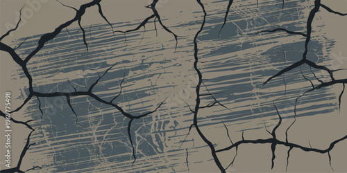 broken glass wall with cracked desert landscape