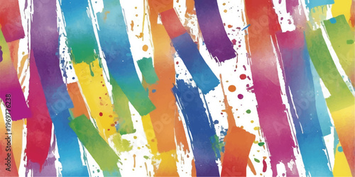 An artistic abstract wallpaper featuring colorful paint splashes and grunge watercolor textures creates a vibrant graffiti-style pattern on a vintage paper background