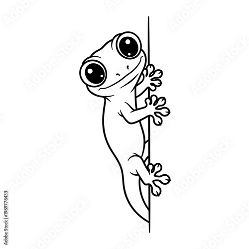 Cute Gecko Peeking Around Corner