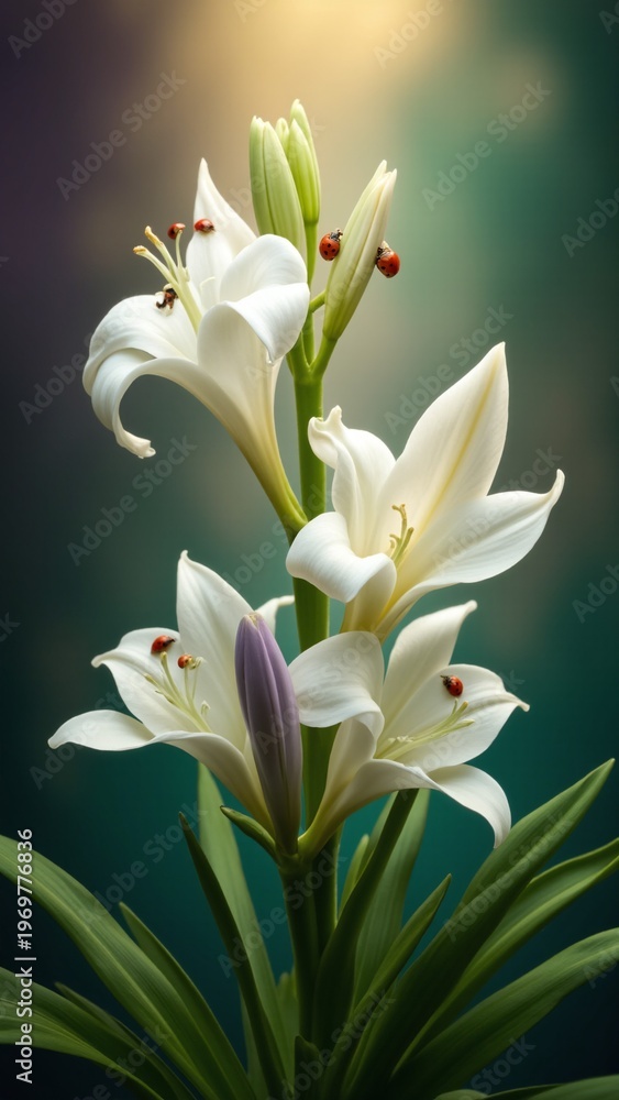 Obraz premium Elegant Cutout Lilies in Bloom with Bud Layers