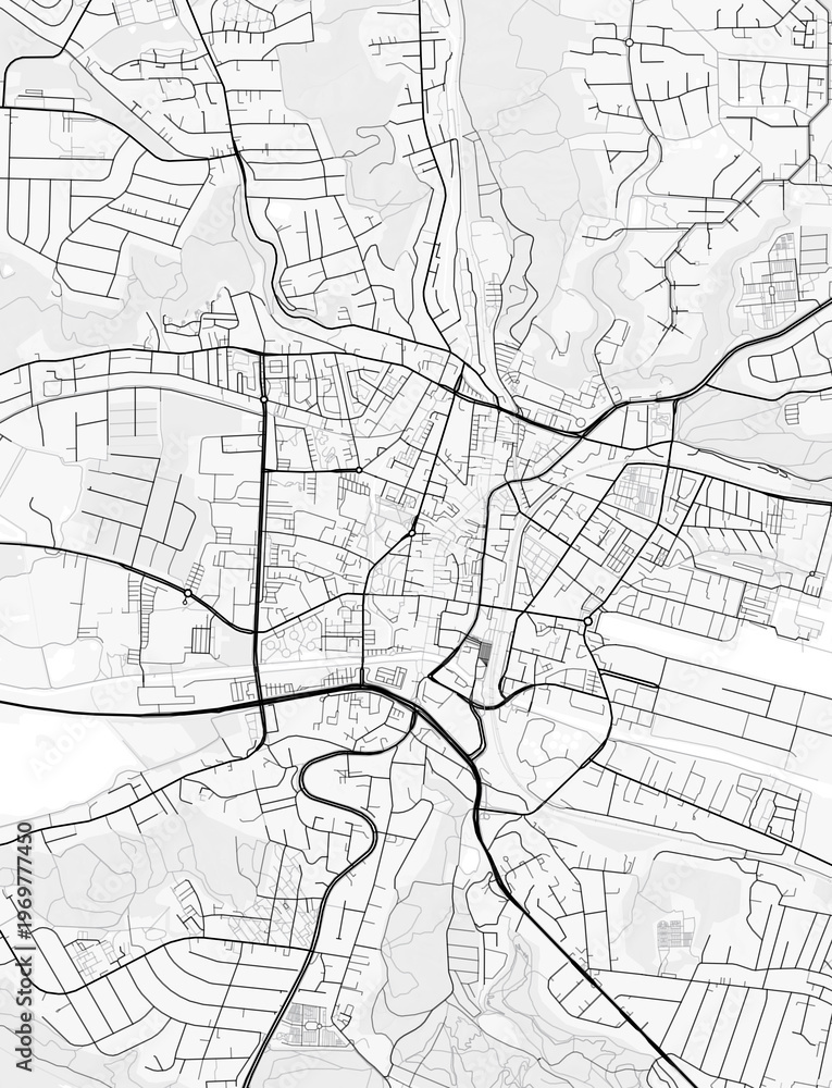 Fototapeta premium Vejle City Map. Minimalist black and white line art poster for printing, wallpaper, wall art, and map resources for home and office decor