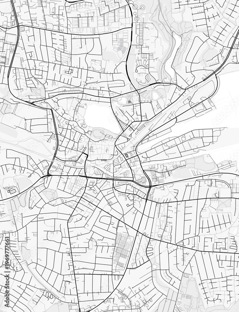 Obraz premium Kolding City Map. Minimalist black and white line art poster for printing, wallpaper, wall art, and map resources for home and office decor