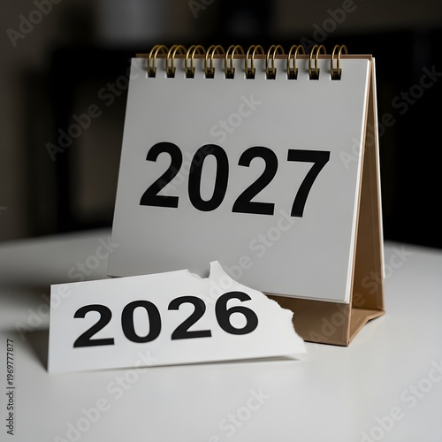 Calendar pages showing transition from year 2026 to 2027 representing new beginnings and future planning.