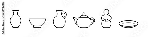 Collection of ancient pottery and ceramic vessel outlines