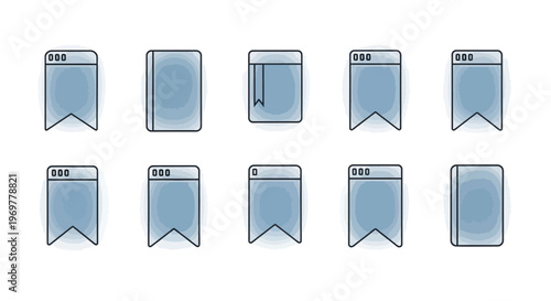 Bookmark vector icons set, book page markers