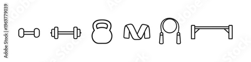 Fitness equipment icons for gym and workout activities
