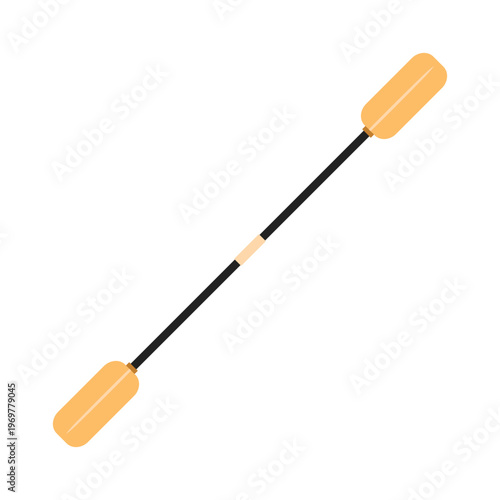Canoe paddle vector isolated. Kayak or canoe paddle black silhouette. River rafting. Symbol isolated on white background.